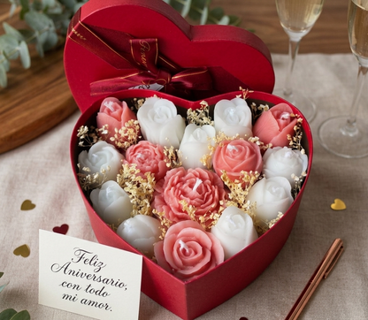AIKO | Caja Corazón Floral de Velas Artesanales.